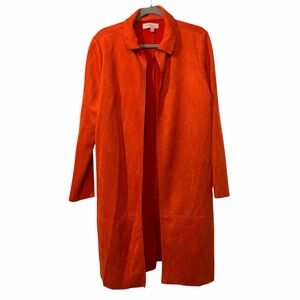 Philosophy Vibrant Orange Faux Leather Trench Coat